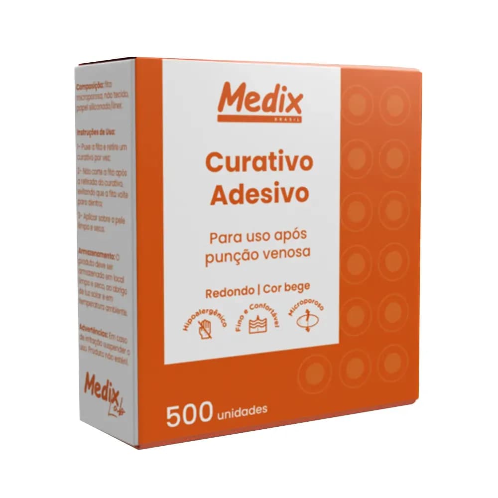 CURATIVO ADESIVO PÓS COLETA E PUNÇÃO VENOSA BEGE 500UN MEDIX