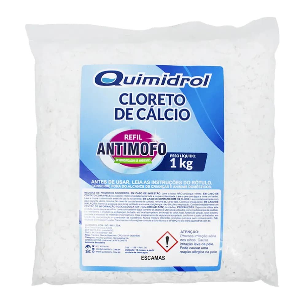 CLORETO DE CÁLCIO ESCAMAS 1KG PARA ANTIMOFO QUIMIDROL