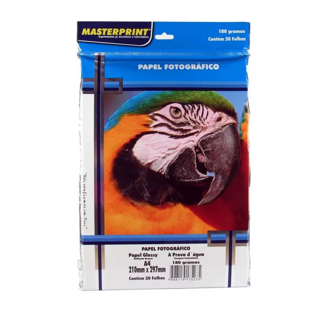 PAPEL FOTOGRÁFICO A4 180GR C/50UN 210MMX297MM MASTERPRINT