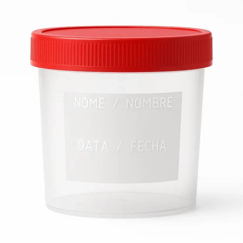 Coletor Universal Translúcido Estéril 80ML Tampa Vermelha c/pá 100UN
