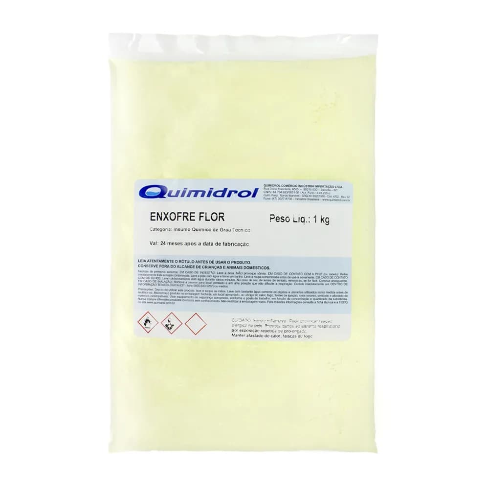 ENXOFRE FLOR DE 1KG EM PÓ AMARELO CÍTRICO QUIMIDROL