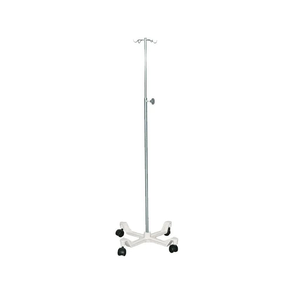 SUPORTE PARA SORO EM INOX COM QUADRIPÉ E RODÍZIOS MOVEISMED