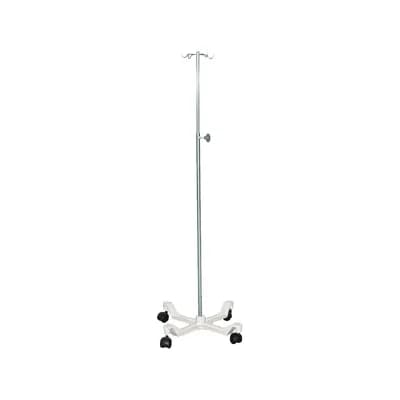 SUPORTE PARA SORO EM INOX COM QUADRIPÉ E RODÍZIOS MOVEISMED
