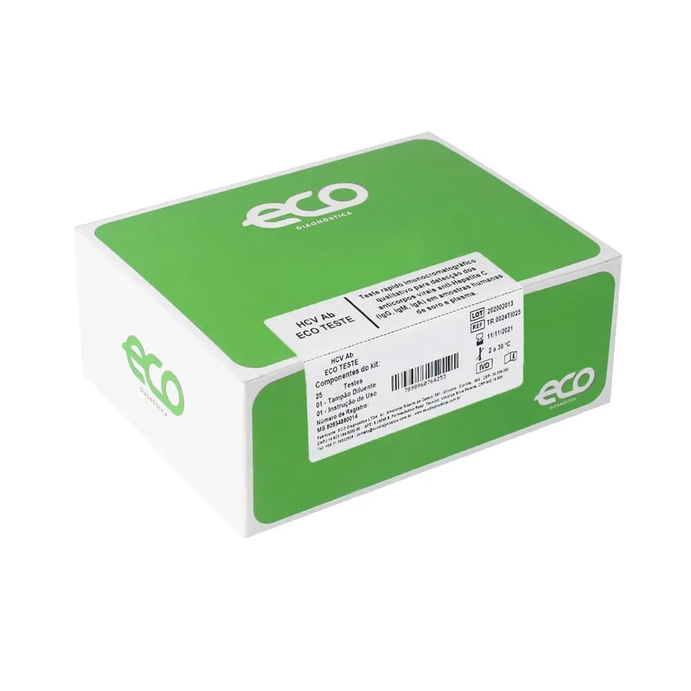 KIT PARA HCV AB HEPATITE C/25 TESTES ECO DIAGNÓSTICA