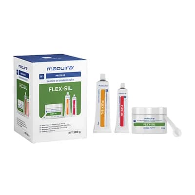 KIT SILICONE DE CONDENSAÇÃO FLEX-SIL MOLDAGEM 500G MAQUIRA