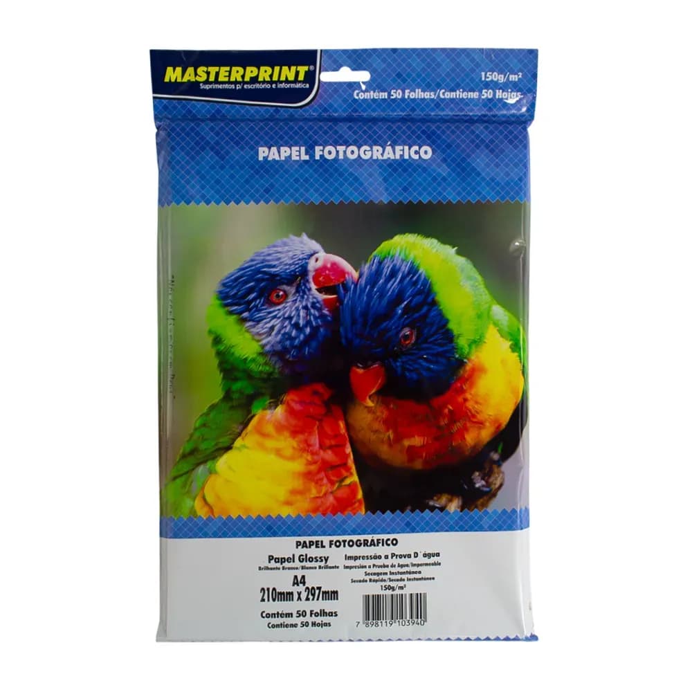 PAPEL FOTOGRÁFICO A4 150GR C/50UN 210MMX297MM MASTERPRINT