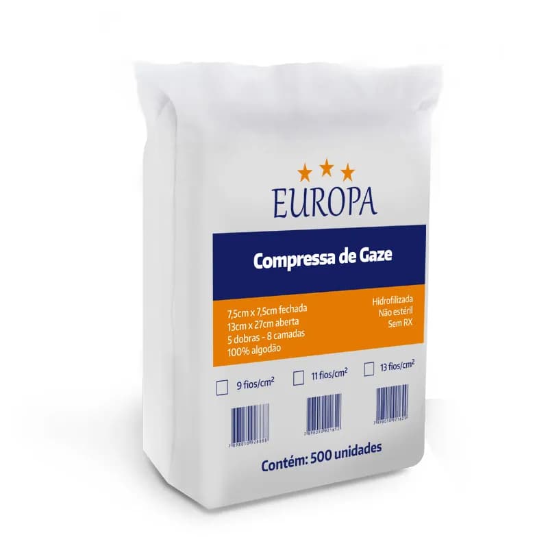 Compressa de Gaze Não Estéril Europa