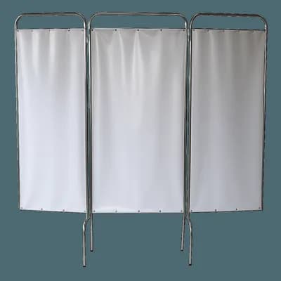 Biombo Triplo Hospitalar Inox com Lona Plástica - Forçamédica