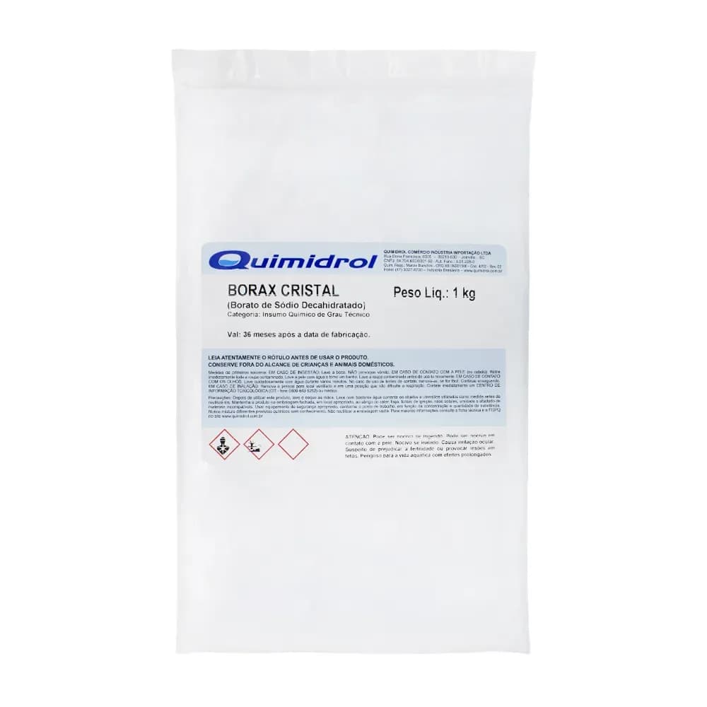 BORAX CRISTAL DE 1KG BORATO DE SÓDIO DECAHIDRATADO QUIMIDROL