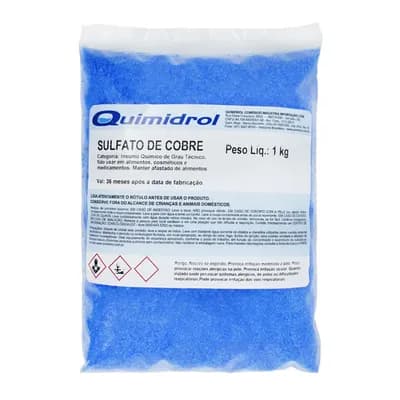 SULFATO DE COBRE 1KG EM PÓ CRISTALINO AZUL QUIMIDROL