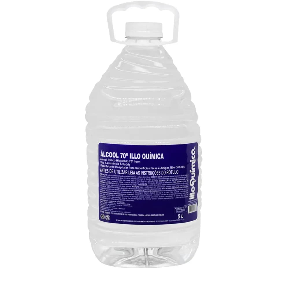 ÁLCOOL LÍQUIDO ETÍLICO 70° HIDRATADO 5 LITROS ILLO