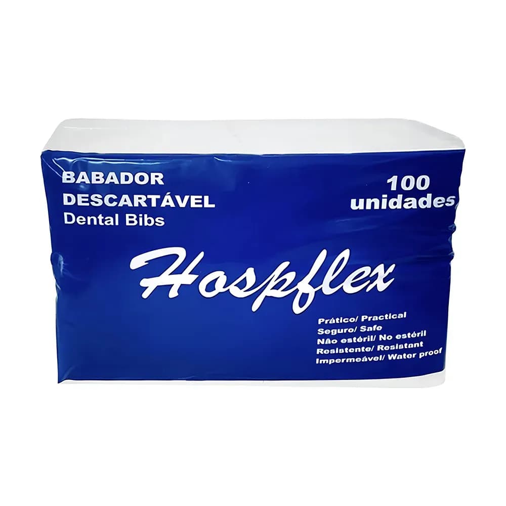 BABADOR ODONTOLÓGICO DESCARTÁVEL BRANCO 100UN HOSPFLEX