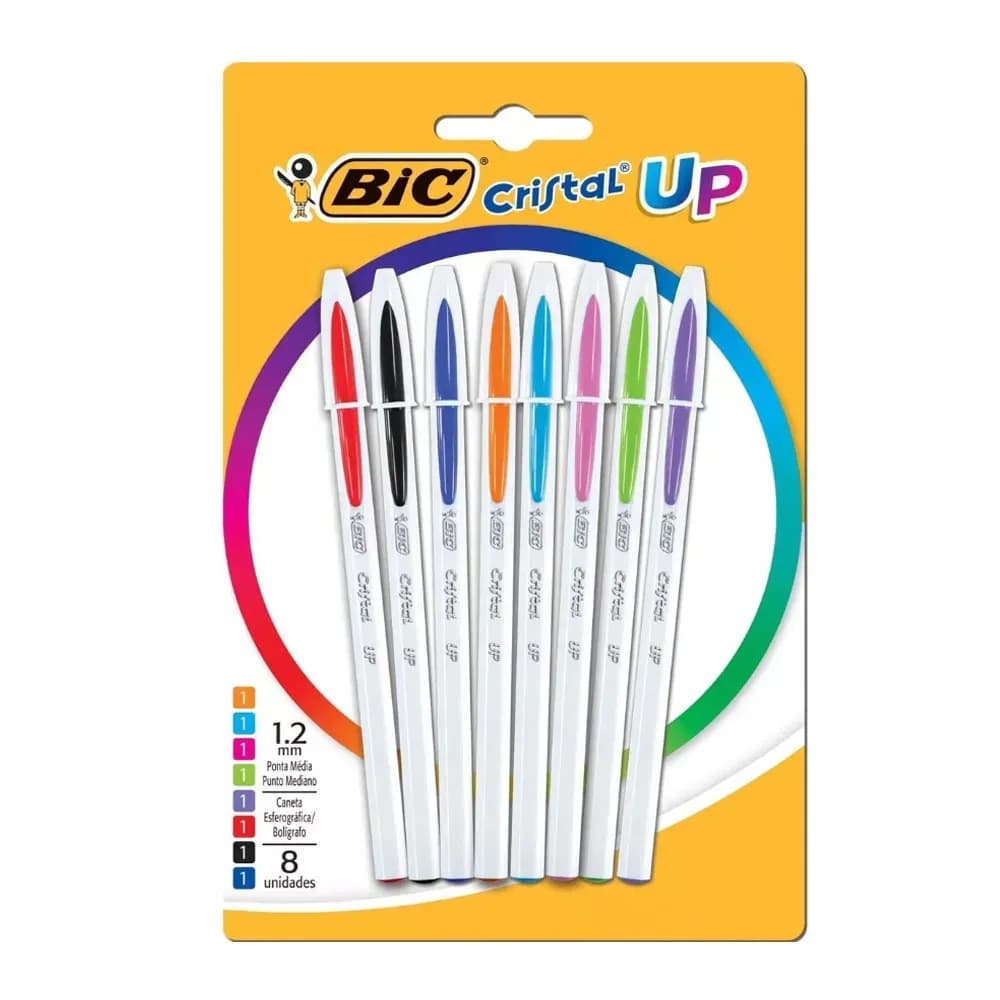 CANETA ESTEROGRAFICA KIT COM 8 CORES PONTA 1,2MM BIC CRISTAL