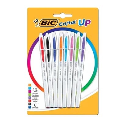 CANETA ESTEROGRAFICA KIT COM 8 CORES PONTA 1,2MM BIC CRISTAL