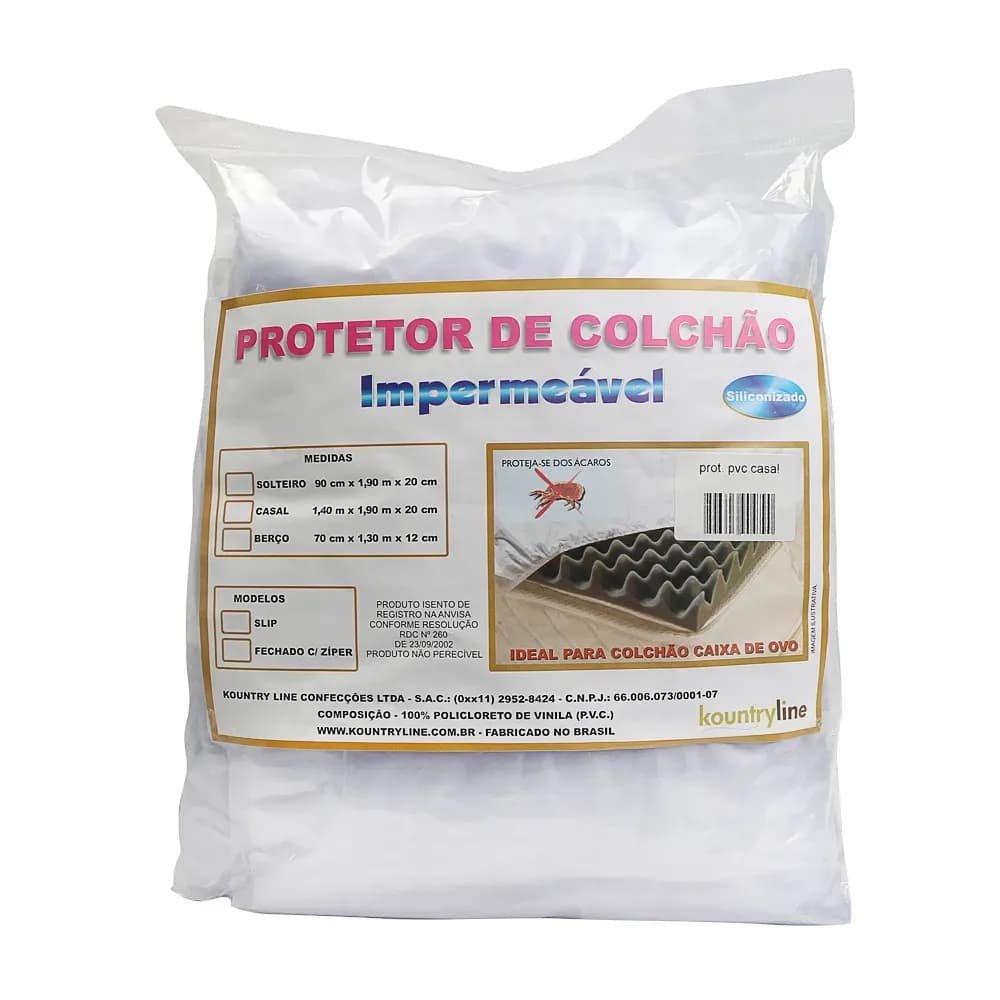 PROTETOR DE COLCHÃO IMPERM. CASAL 140X190X20CM PVC KOUNTRY