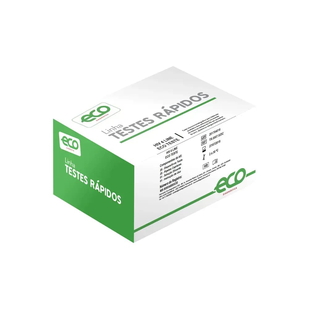 KIT PARA HIV 4 LINE C/20UN TESTES ECO DIAGNÓSTICA