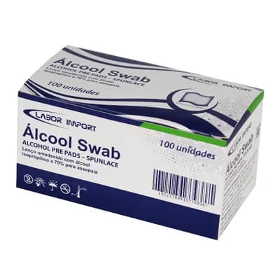 LENÇO UMEDECIDO COM ÁLCOOL 70% SWAB C/100UN LABOR IMPORT