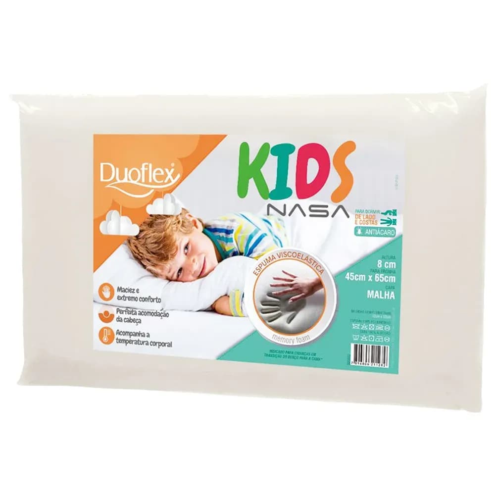 TRAVESSEIRO VISCOELÁSTICA NASA INFANTIL TAM 42X62CM DUOFLEX