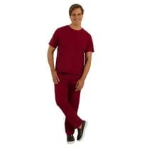 Blusa Scrub Masculina Unik Manga Curta Bordô