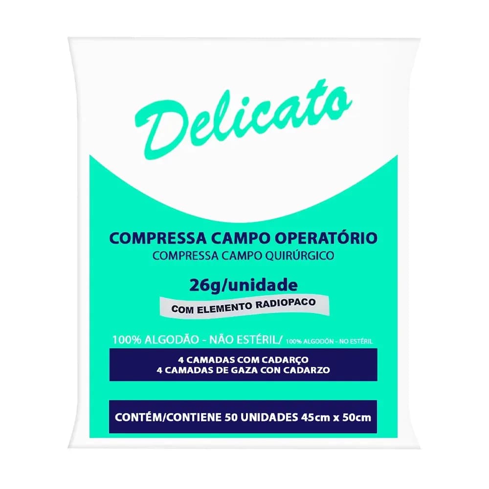 COMPRESSA CAMPO OPERATÓRIO RADIOPACO 45X50CM C/50UN DELICATO CREMER