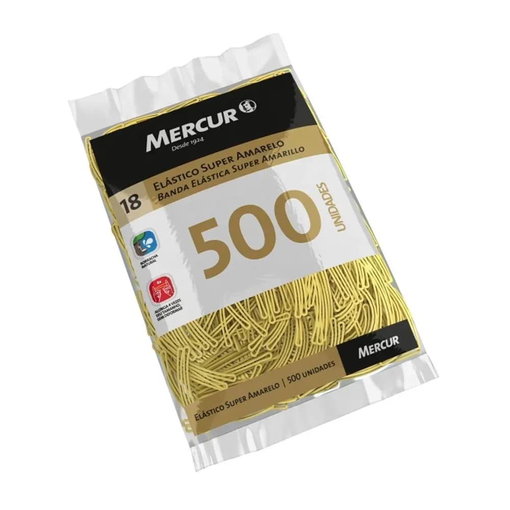 ELÁSTICO SUPER AMARELO N°18 COM 500UN DE 8,5CM MERCUR