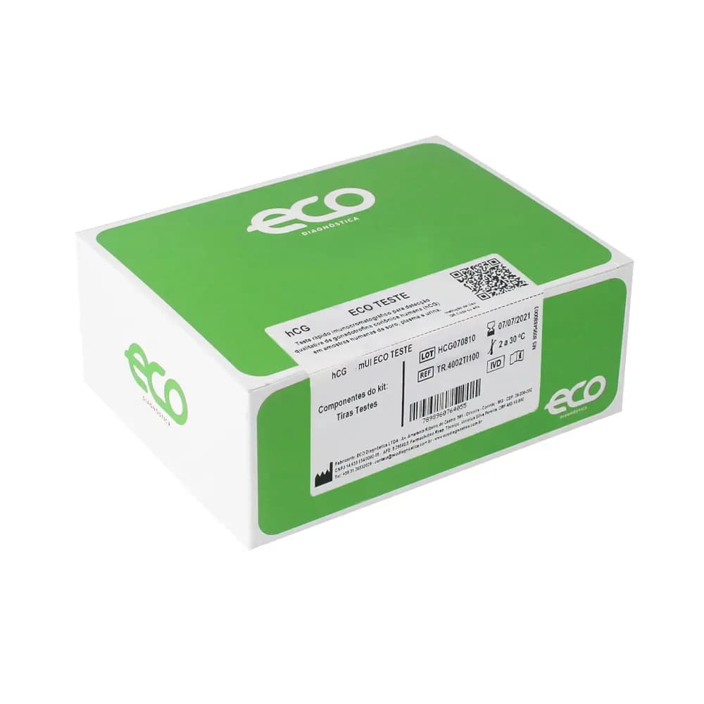 KIT PARA HCG 25MUI TESTES ECO DIAGNÓSTICA KIT 100-TIRAS