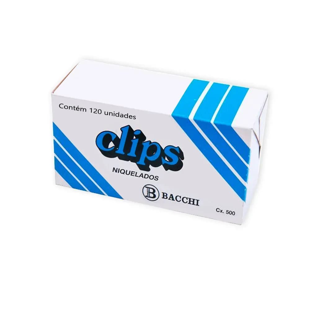 CAIXA DE CLIPS NIQUELADO COM 120 UNIDADES N°10/0 BACCHI