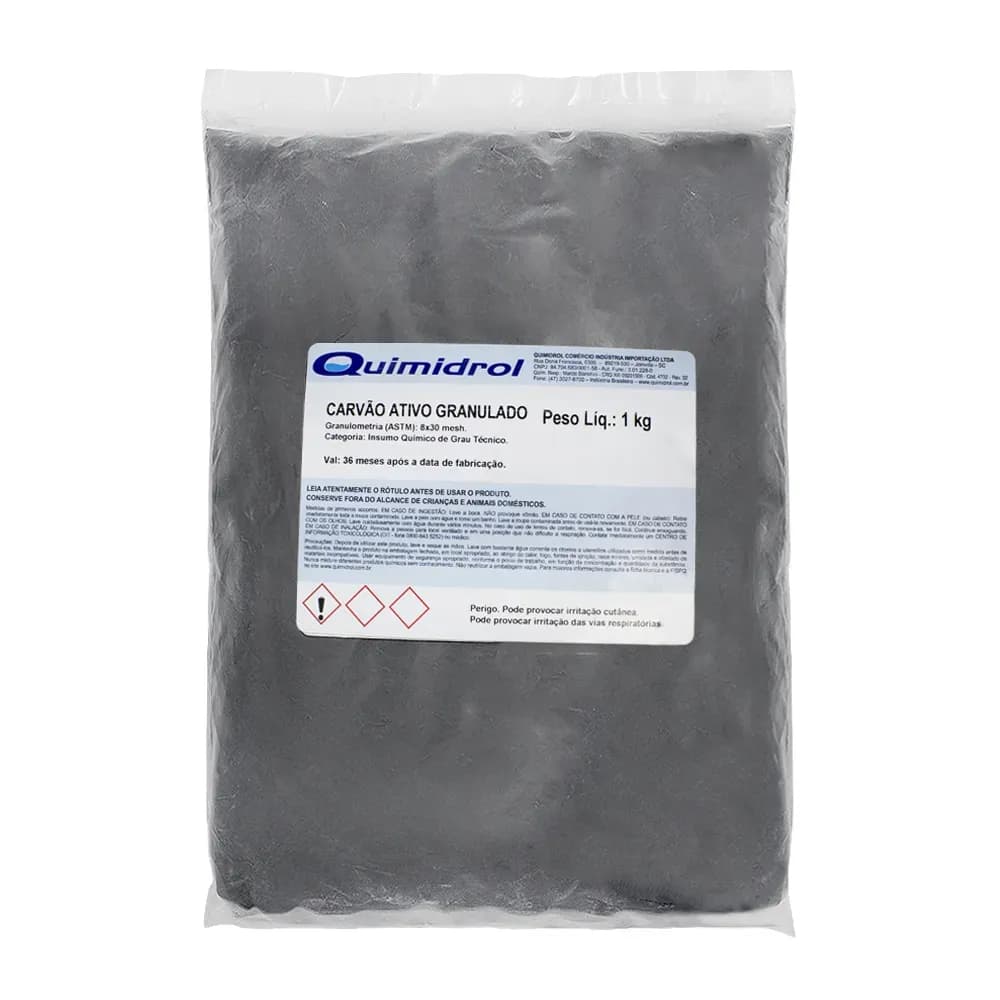 CARVÃO VEGETAL ATIVADO GRANULADO 1KG NATURAL QUIMIDROL