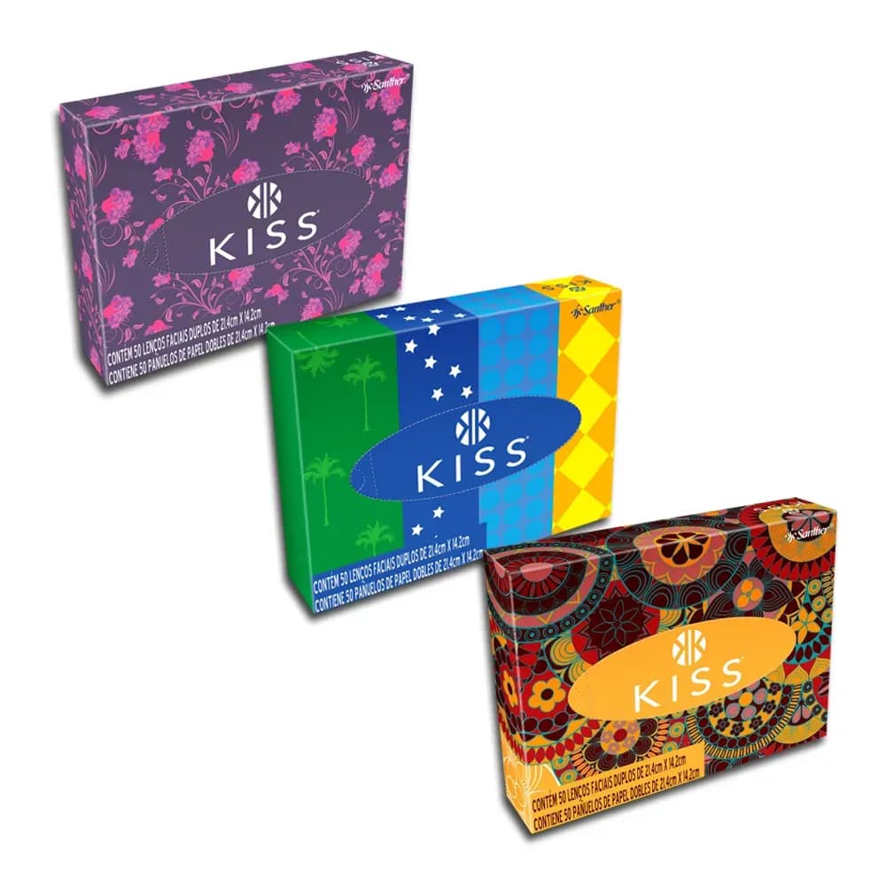 LENÇO FACIAL DUPLO ULTRA MACIO KISS C/ 50UN SANTHER