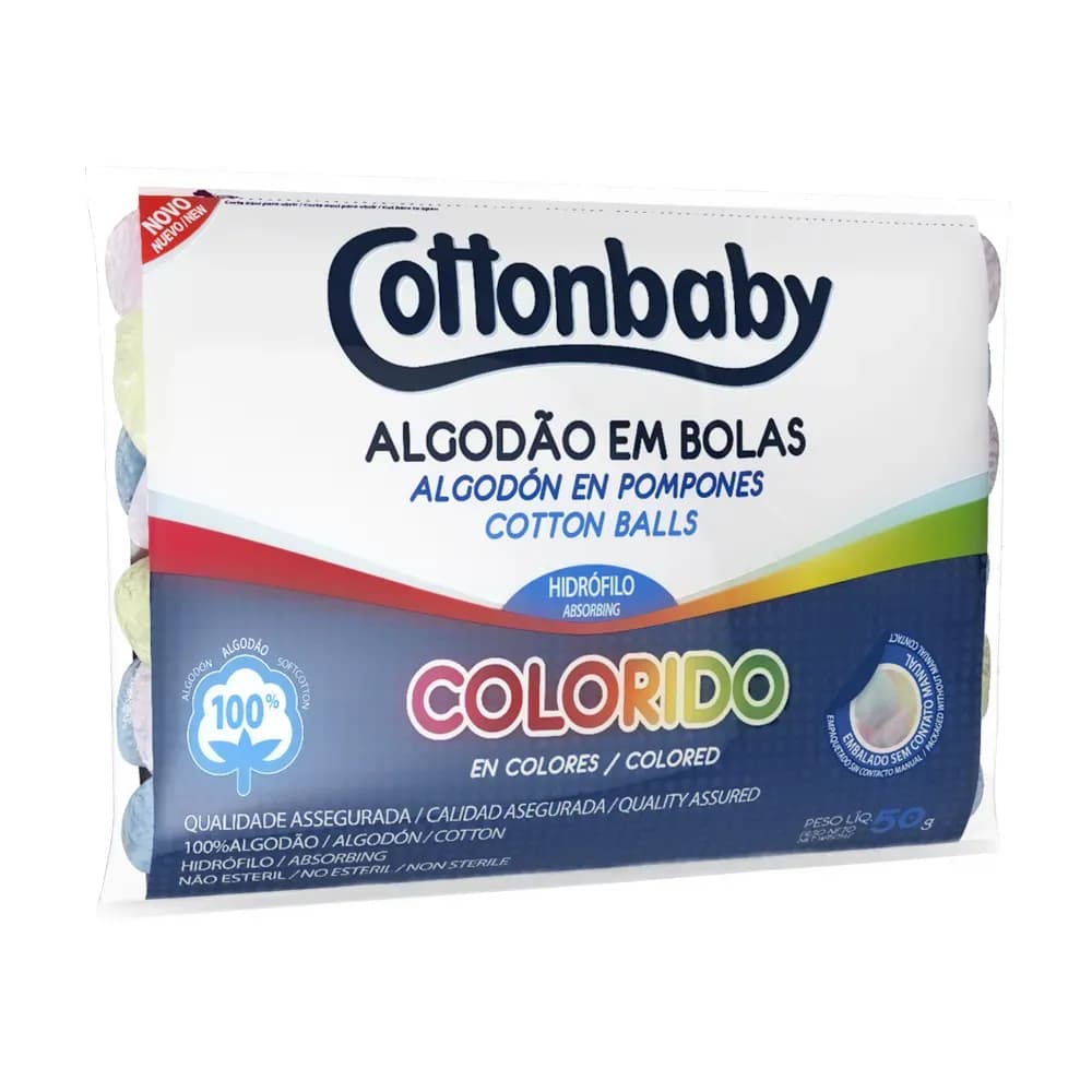ALGODÃO EM BOLA COLORIDA PARA DIA A DIA 50G COTTONBABY