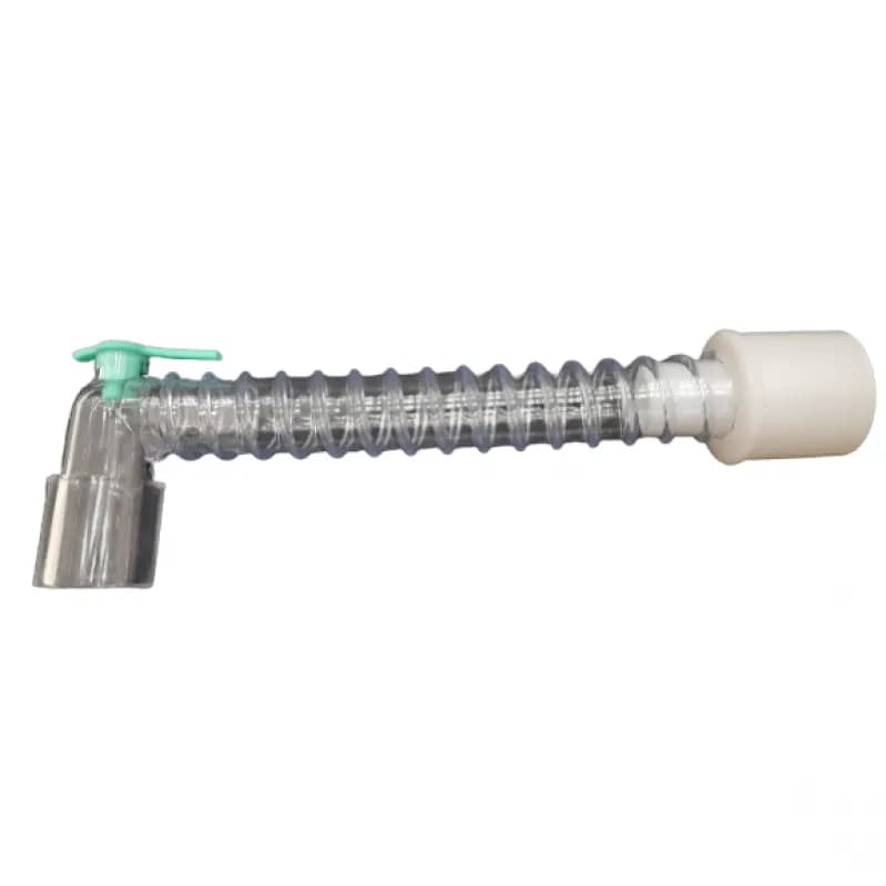 ESPAÇO MORTO PVC ESPIRALADO 12CM C/ CONECTOR 90° C/ ENTRADA E TAMPA (22M/15F x 22F) (ANVISA: 80677040007)