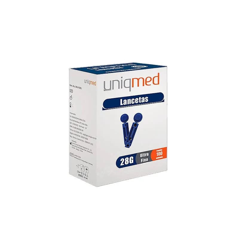 Lancetas Ultra Fina de 28g da Uniqmed - Caixa 100 Unidades