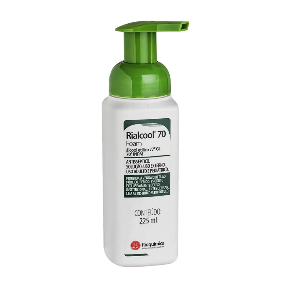 ÁLCOOL ETÍLICO 77° ANTISSÉPTICO PUMP 225ML RIALCOOL FOAM RIOQUÍMICA