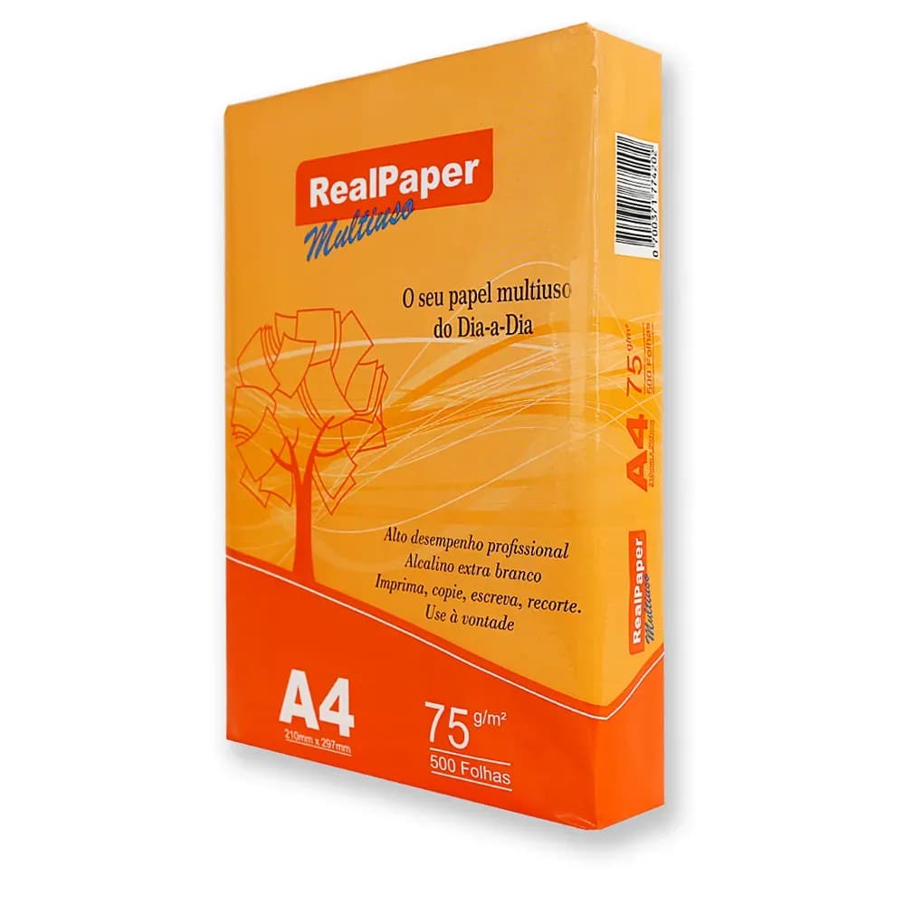 PAPEL A4 BRANCO C/500 FOLHAS REALPAPER