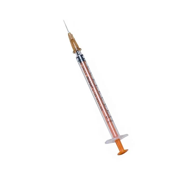 Seringa de 1ml, Estéril de uso Único para Insulina com Agulha da Solidor - Caixa 100 Unidades