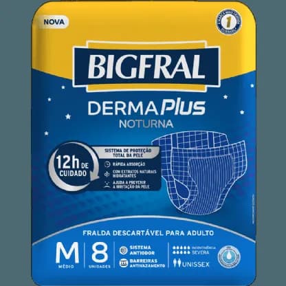 Fralda Bigfral Derma Plus Noturna TAM M PCT C/8UN - 15775-4