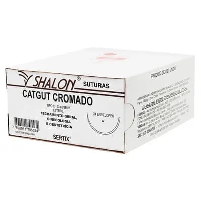 Catgut Cromado 0 (Com agulha) 24 Unidades - Shalon