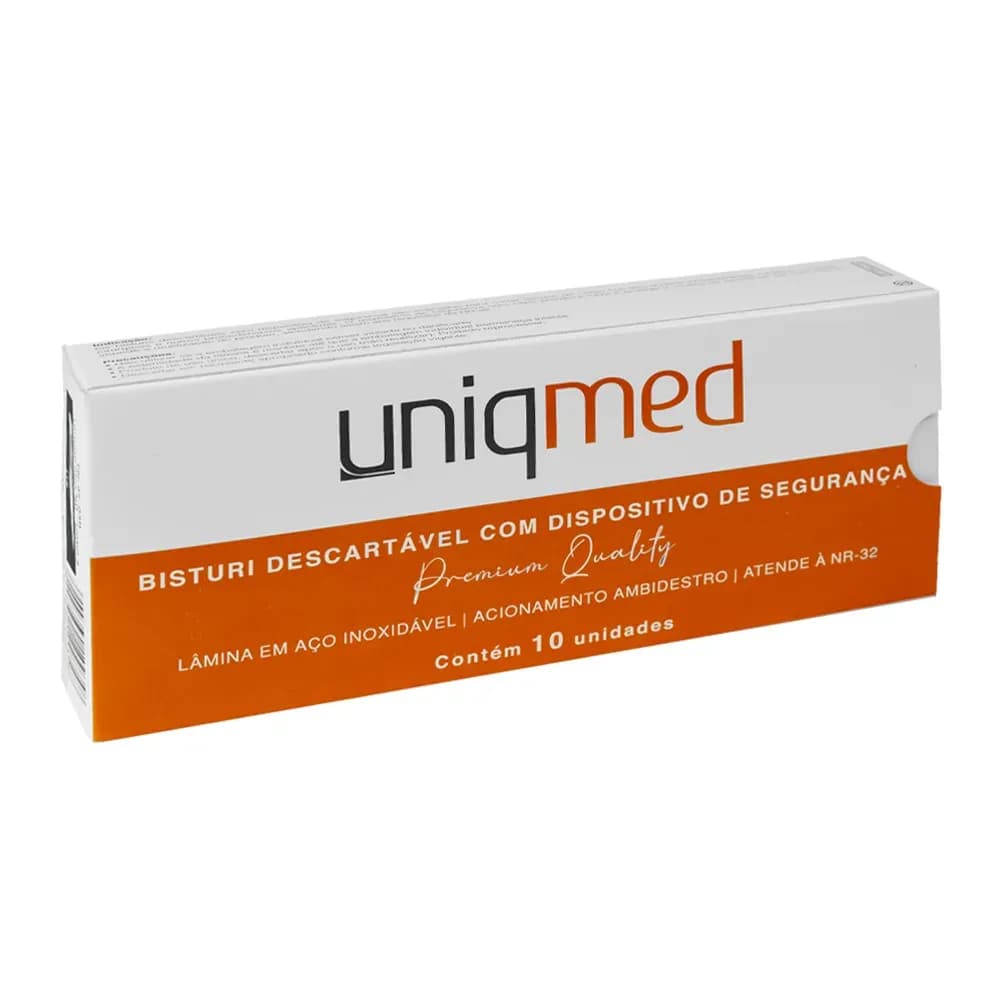 BISTURI DESCARTÁVEL COM DISP SEGURANÇA CABO 4 C/10UN UNIQMED