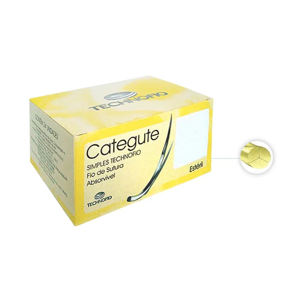 FIO DE SUTURA CATEGUTE SIMPLES 2-0 ABSORVÍVEL 24UN TECHNOFIO