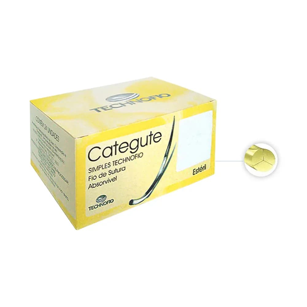 FIO DE SUTURA CATEGUTE SIMPLES 3-0 ABSORVÍVEL 24UN TECHNOFIO