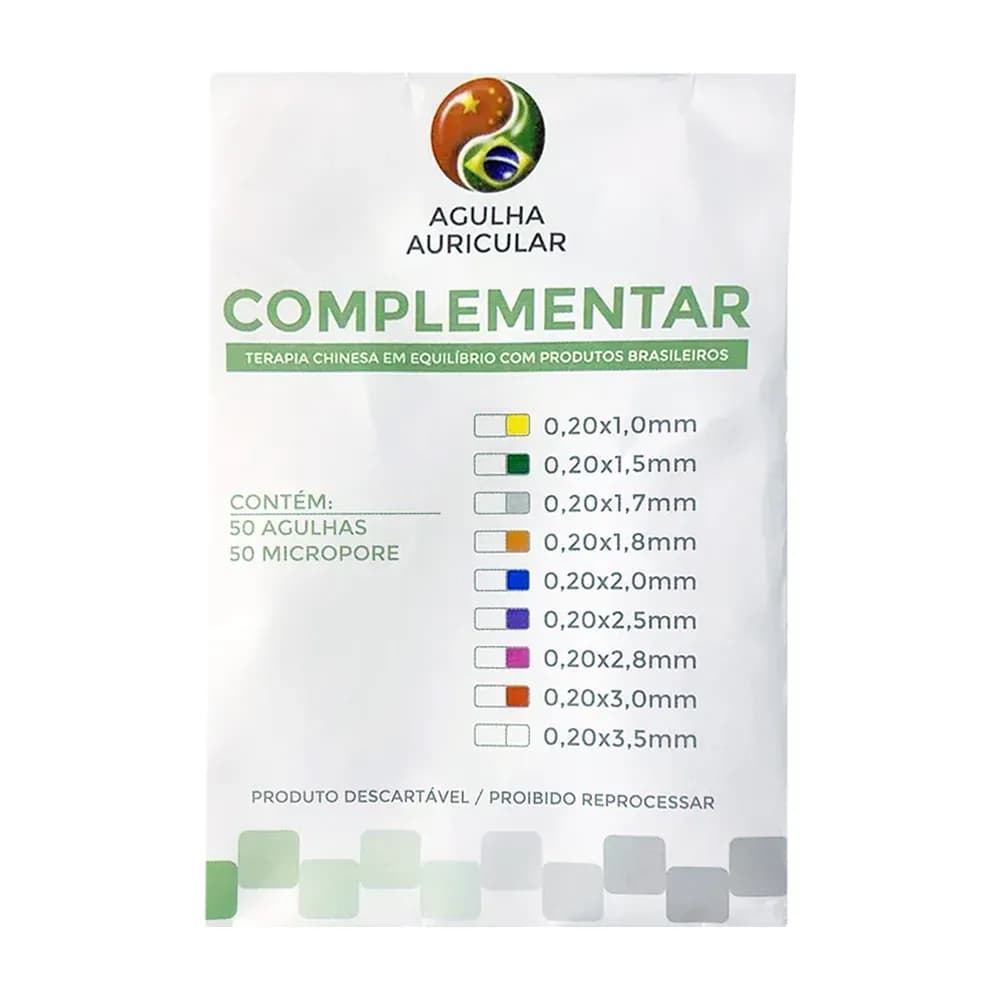 AGULHA AURICULAR COM MICROPORE COM 50 UNIDADES COMPLEMENTAR