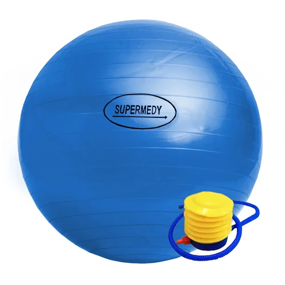 BOLA SUÍÇA PARA GINÁSTICA C/ BOMBA INFLÁVEL 250KG SUPERMEDY