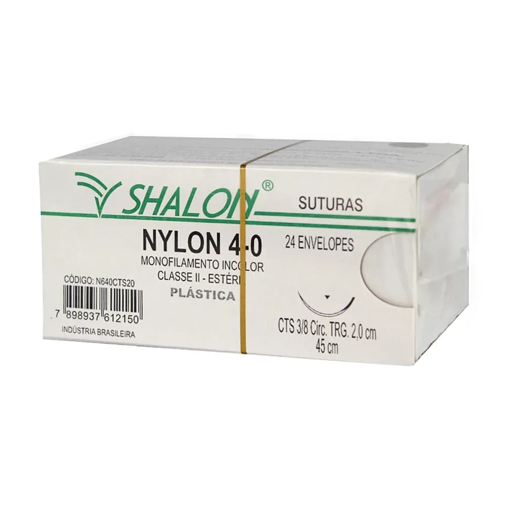 FIO SUTURA NYLON INCOLOR CIRURGIA PLÁSTICA CX C/24UN SHALON