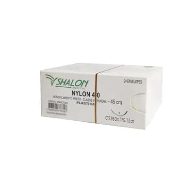 FIO SUTURA NYLON PRETO CIRURGIA PLÁSTICA 24 UNIDADES SHALON