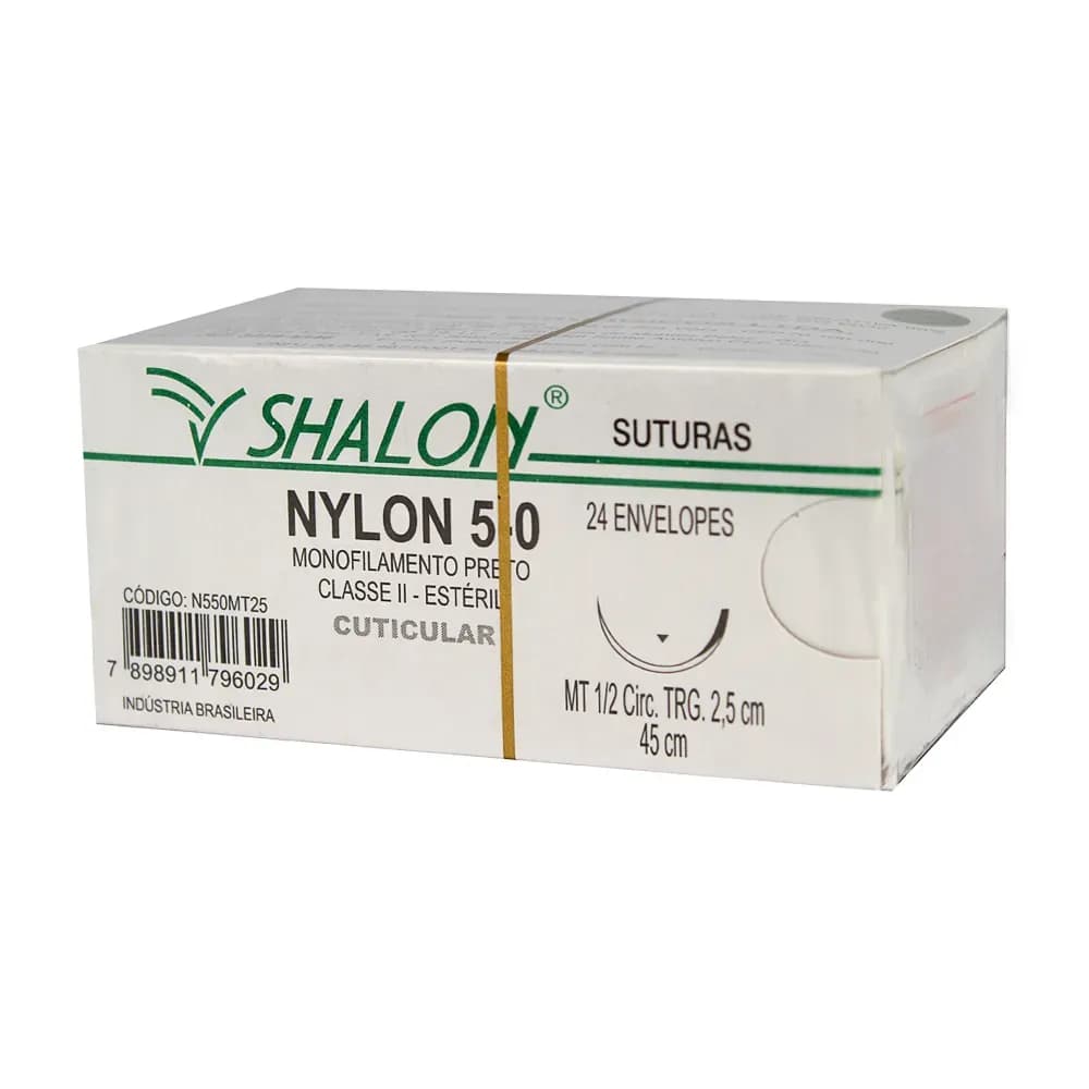 FIO SUTURA NYLON PRETO CUTICULAR TAM 5-0 45CM C/24UN SHALON