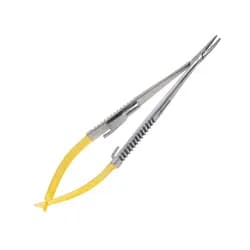 Porta Agulha Micro Castroviejo curva com trava e vídea 15cm