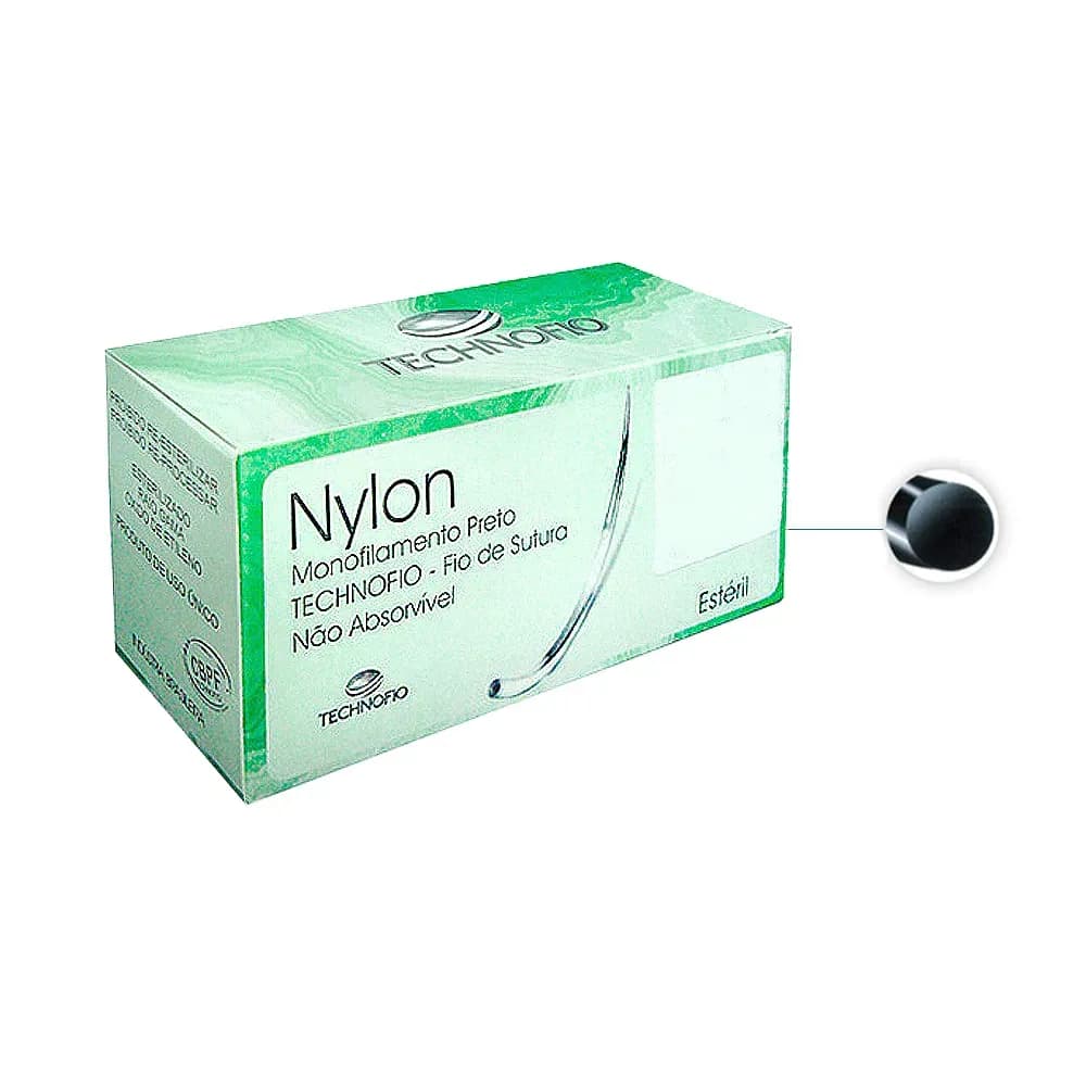 FIO DE SUTURA NYLON 4-0 MONOFILAMENTO PRETO 24UN TECHNOFIO