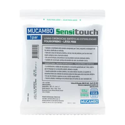 LUVA CIRÚRGICA ESTÉRIL SEM LÁTEX SEM PÓ SENSITOUCH MUCAMBO