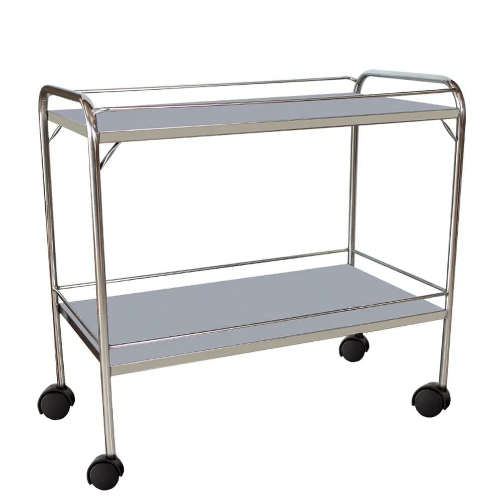 MESA AUXILIAR DE AÇO INOX COM RODÍZIO E VARANDA MOVEISMED