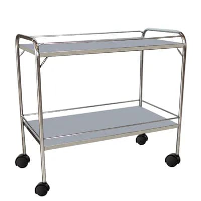 MESA AUXILIAR DE AÇO INOX COM RODÍZIO E VARANDA MOVEISMED